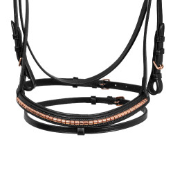 Englisches Zaumzeug mit Gebissverzierung Rose Gold Supreme Schwarz