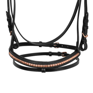 Englisches Zaumzeug mit Gebissverzierung Rose Gold Supreme Schwarz