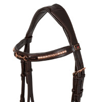 Englisches Zaumzeug mit Gebissverzierung Rose Gold Supreme Braun Englisches Zaumzeug mit Gebissverzierung Rose Gold Supreme Braun