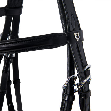 Zaum Evolution aus Leder ohne Doppellongen Equestro Schwarz