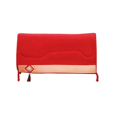 Western-Show-Sattelpad Alpaka mit Gravur Barbwire Pool's Rot