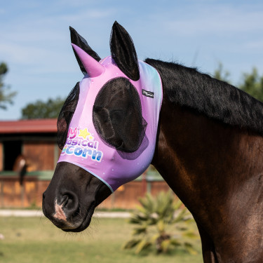 Lycra-Fliegenmaske mit Ohrenschutz und Einhornmuster Pro-Tech