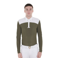 Wettkampf-Poloshirt Herren Langarm mit Knöpfen Equestro Weiß / Efeugrün Wettkampf-Poloshirt Herren Langarm mit Knöpfen Equestro Weiß / Efeugrün