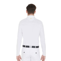 Wettkampf-Poloshirt Herren Langarm mit Knöpfen Equestro Weiß / weiß Wei&amp;amp;amp;amp;amp;szlig;