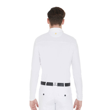 Wettkampf-Poloshirt Herren Langarm mit Knöpfen Equestro Weiß / weiß Wei&amp;amp;amp;amp;amp;szlig;