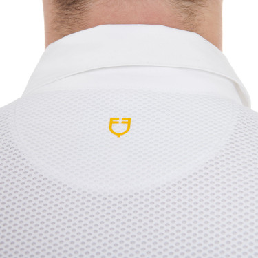 Wettkampf-Poloshirt Herren Langarm mit Knöpfen Equestro Weiß / weiß Wei&amp;amp;amp;amp;amp;szlig;