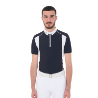 Wettkampf-Poloshirt Herren Kurzarm mit Reißverschluss Equestro Grau gefrostet / Zitronengrün Wettkampf-Poloshirt Herren Kurzarm mit Reißverschluss Equestro Grau gefrostet / Zitronengrün