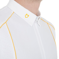 Wettkampf-Poloshirt Herren Kurzarm mit Reißverschluss Equestro Grau gefrostet / Zitronengrün Wettkampf-Poloshirt Herren Kurzarm mit Reißverschluss Equestro Grau gefrostet / Zitronengrün