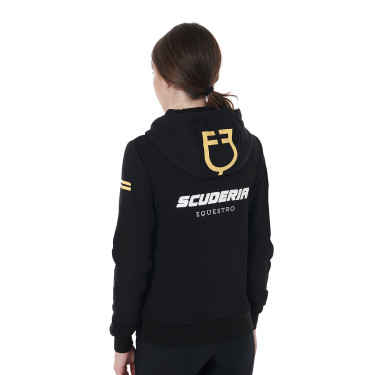 Damen-Kapuzen-Sweatshirt mit Reißverschluss Scuderia Equestro Equestro Schwarz