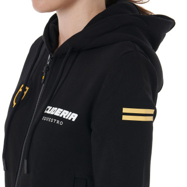 Damen-Kapuzen-Sweatshirt mit Reißverschluss Scuderia Equestro Equestro Schwarz