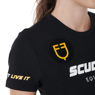 Damen-T-Shirt Scuderia Equestro aus Baumwolle Equestro Schwarz