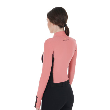 Damen-Trainings-Tech-Poloshirt Langarm Equestro Koralle Damen-Trainings-Tech-Poloshirt Langarm Equestro Koralle