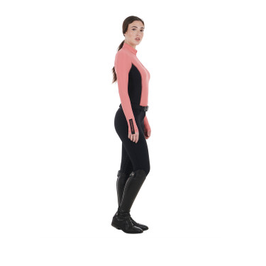 Damen-Trainings-Tech-Poloshirt Langarm Equestro Koralle Damen-Trainings-Tech-Poloshirt Langarm Equestro Koralle