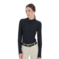 Damen-Trainings-Tech-Poloshirt Langarm Equestro Kameenrosa Damen-Trainings-Tech-Poloshirt Langarm Equestro Kameenrosa