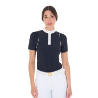 Turnierpolo Damen Kurzarm mit Knöpfen Equestro Marineblazer / Antikweiß Marineblau Turnierpolo Damen Kurzarm mit Knöpfen Equestro Marineblazer / Antikweiß Marineblau