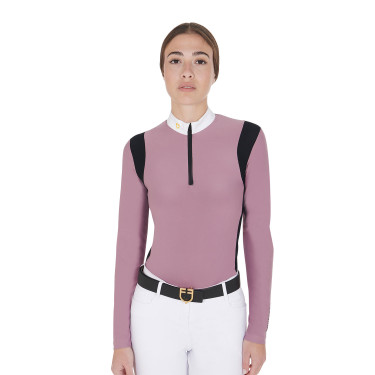 Wettkampfshirt Damen Langarm aus technischem Gewebe Equestro Pink Rosa Wettkampfshirt Damen Langarm aus technischem Gewebe Equestro Pink Rosa