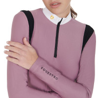 Wettkampfshirt Damen Langarm aus technischem Gewebe Equestro Pink Rosa