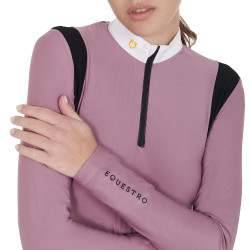 Wettkampfshirt Damen Langarm aus technischem Gewebe Equestro Pink Rosa Wettkampfshirt Damen Langarm aus technischem Gewebe Equestro Pink Rosa