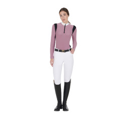 Wettkampfshirt Damen Langarm aus technischem Gewebe Equestro Pink Rosa Wettkampfshirt Damen Langarm aus technischem Gewebe Equestro Pink Rosa