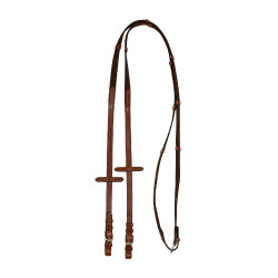 Nylon-Zügel mit Acavallo-Lederschnallen Cognac Braun