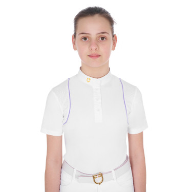 Wettkampf-Polohemd für Mädchen, tailliert, mit Knöpfen Equestro Wettkampf-Polohemd für Mädchen, tailliert, mit Knöpfen Equestro