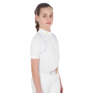 Wettkampf-Polohemd für Mädchen, tailliert, mit Knöpfen Equestro Wettkampf-Polohemd für Mädchen, tailliert, mit Knöpfen Equestro