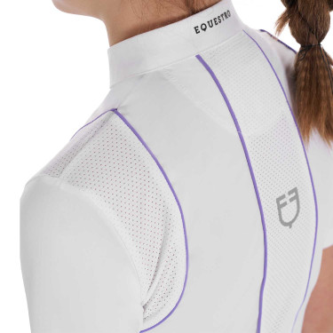 Polo de competición entallado para niñas con botones Equestro Polo de competición entallado para niñas con botones Equestro