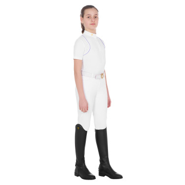 Wettkampf-Polohemd für Mädchen, tailliert, mit Knöpfen Equestro Wettkampf-Polohemd für Mädchen, tailliert, mit Knöpfen Equestro