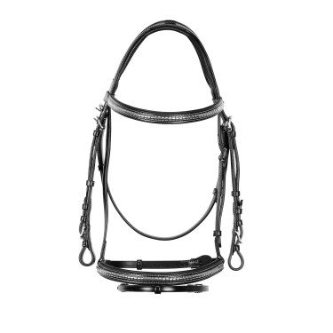 Englisches Lederkopfstück mit vernickeltem Clincher NP Equestro Schwarz