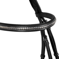 Englisches Lederkopfstück mit vernickeltem Clincher NP Equestro Schwarz