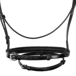Englisches Lederkopfstück mit vernickeltem Clincher NP Equestro Schwarz