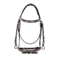 Englisches Lederkopfstück mit vernickeltem Clincher NP Equestro Dunkelbraun