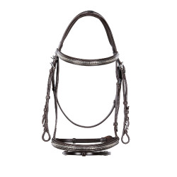 Englisches Lederkopfstück mit vernickeltem Clincher NP Equestro Dunkelbraun