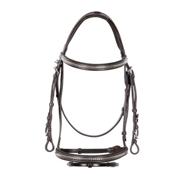 Englisches Lederkopfstück mit vernickeltem Clincher NP Equestro Dunkelbraun