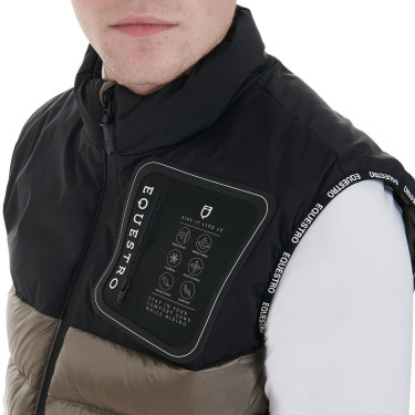 Herrenweste aus Bi-Material mit Silikon-Patch Equestro Schwarz / Walnuss