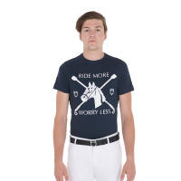 T-shirt homme coupe ajustée imprimé équestre Equestro Marine