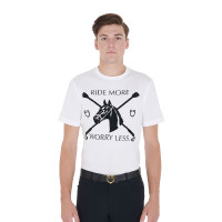 T-shirt homme coupe ajustée imprimé équestre Equestro Blanc