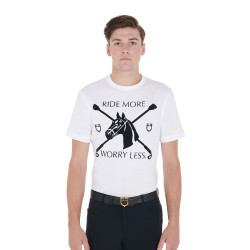 Herren-T-Shirt mit schmaler Passform und Reitdruck Equestro
