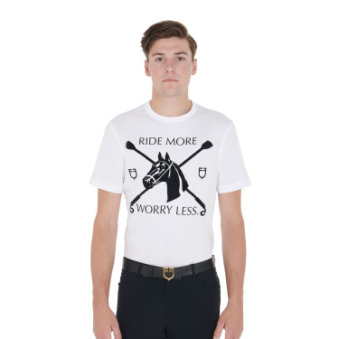 Herren-T-Shirt mit schmaler Passform und Reitdruck Equestro