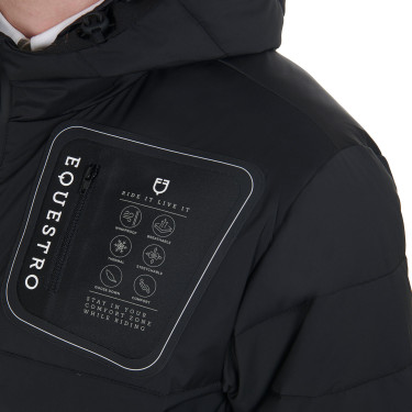 Herren-Daunenjacke aus Stretchstoff mit Silikonabzeichen Equestro Herren-Daunenjacke aus Stretchstoff mit Silikonabzeichen Equestro