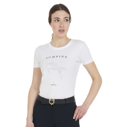 Damen-T-Shirt Slim Fit Springreiten mit Strass Equestro
