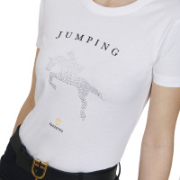 Damen-T-Shirt Slim Fit Springreiten mit Strass Equestro Weiß Wei&amp;amp;amp;amp;amp;szlig;