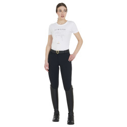 Damen-T-Shirt Slim Fit Springreiten mit Strass Equestro Weiß Wei&amp;amp;amp;amp;amp;szlig;