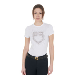 Damen-T-Shirt Slim Fit rosa mit Strass Equestro