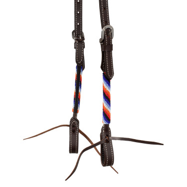 Westliche Trense mit einem Ohr und Perlenstickerei Pool's Braun