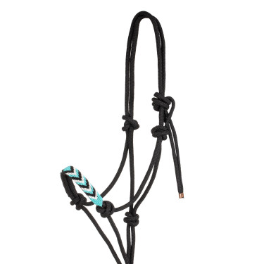 Knotenhalfter mit Verzierungen und Führstrick Pool's Schwarz