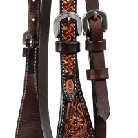 Western-Kopfstück mit floraler Verzierung Pool's Dunkelbraun