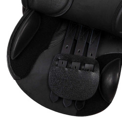 Spring-Springsattel aus Leder Chicago mit auswechselbarem Kopfeisen, inklusive 4 Supreme-Kopfeisen Schwarz Spring-Springsattel aus Leder Chicago mit auswechselbarem Kopfeisen, inklusive 4 Supreme-Kopfeisen Schwarz