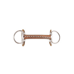 Ringtrense mit ungebrochener Olivenkopfgebissstange, mit Leder überzogen, Umbria Equitazione
