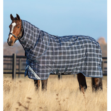 Pferdedecke Horseware Rhino Plus Turnout 0g Marine kariert / Indigo Marineblau